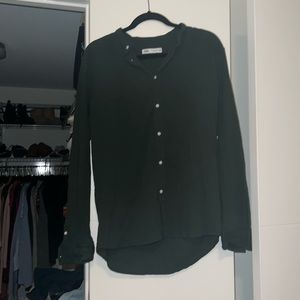 Zara Button down green long sleeve cotton shirt